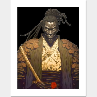 Yasuke the Black Samurai in Feudal Japan (1579) No. 1 on a Dark Background Posters and Art